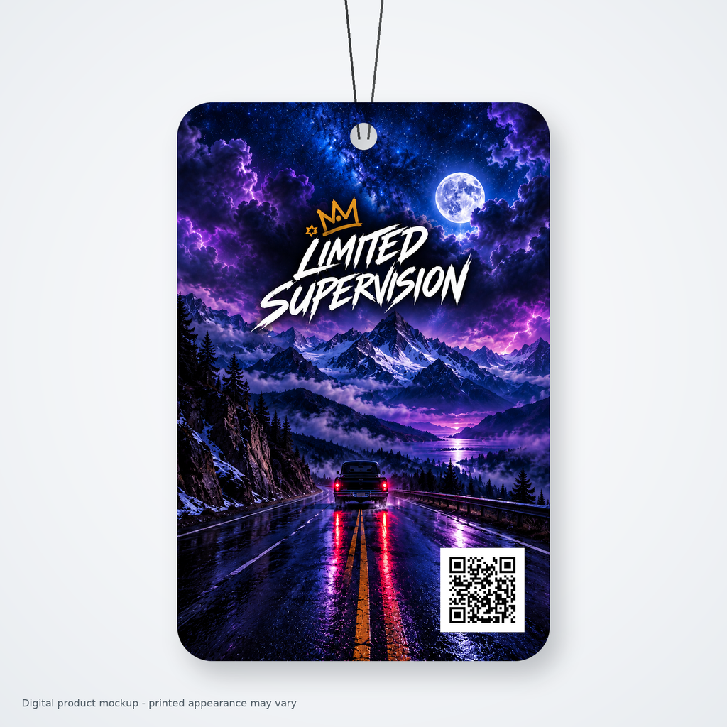 After Hours Black Label air freshener digital mockup. Printed appearance may vary.