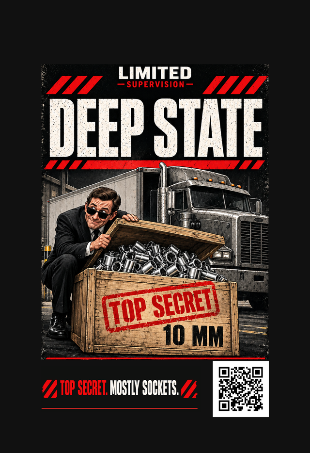 Deep State artwork preview, Pine scent; same design printed on both sides.