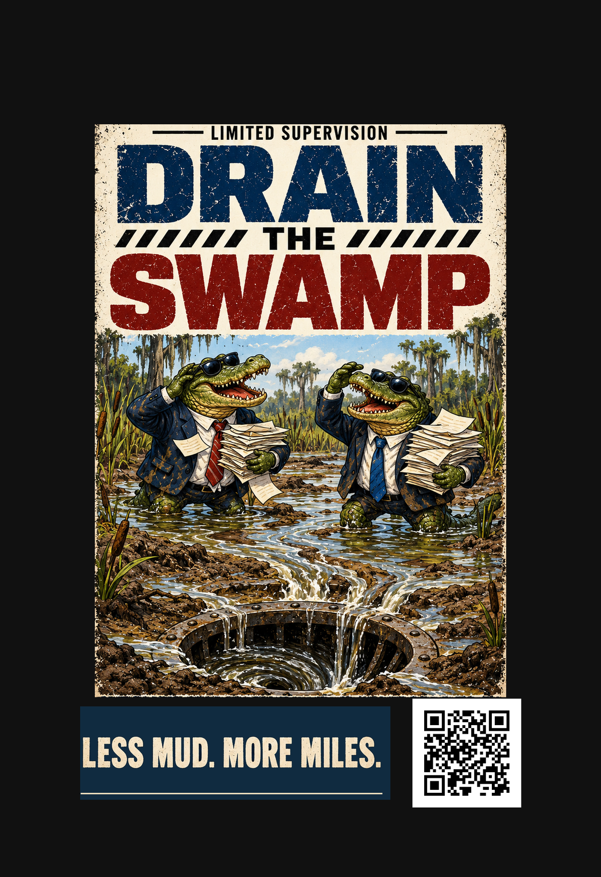 Drain the Swamp artwork preview, Pine scent; same design printed on both sides.