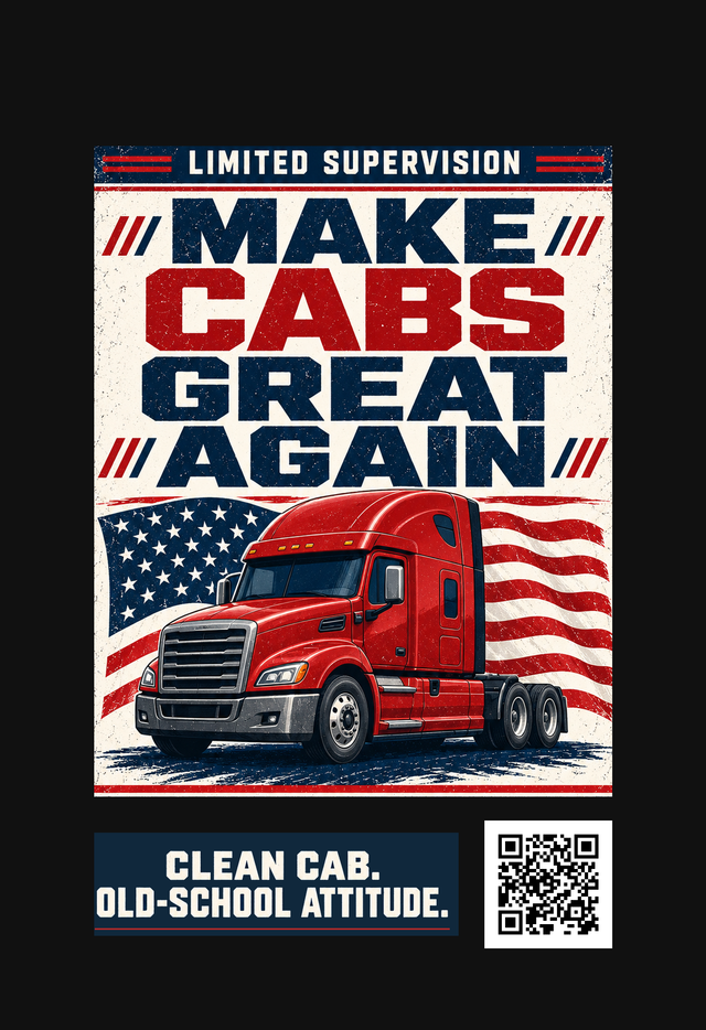 Make Cabs Great Again artwork preview, Dark Ice scent; same design printed on both sides.