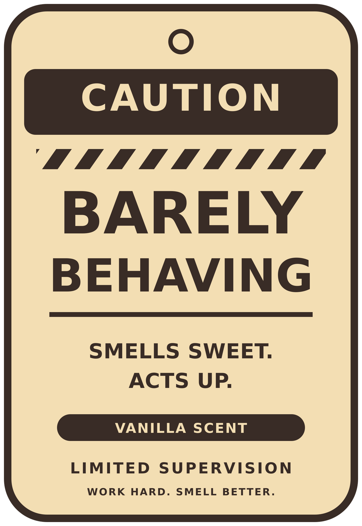 Barely Behaving Vanilla car air freshener artwork — Limited Supervision