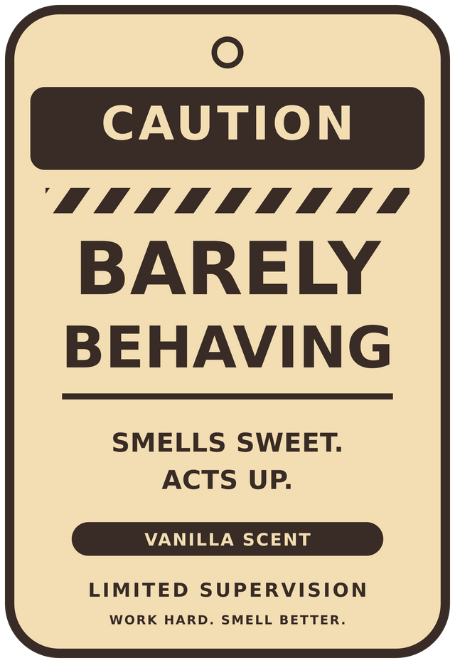Barely Behaving Vanilla car air freshener artwork — Limited Supervision
