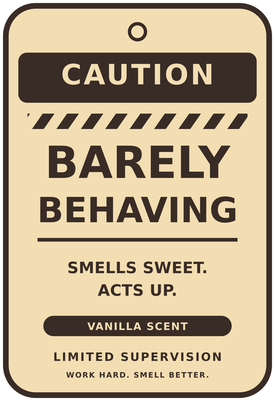 Barely Behaving Vanilla car air freshener artwork — Limited Supervision